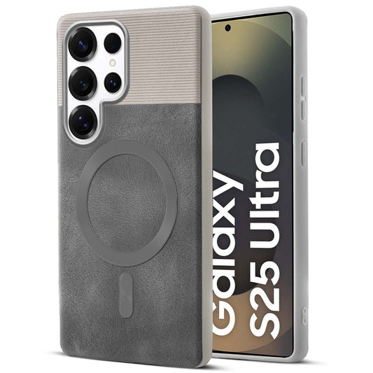 Smooth PU Leather Back Cover for Samsung S25 Ultra 5G , MagSafe Support & Soft Fabric Inside