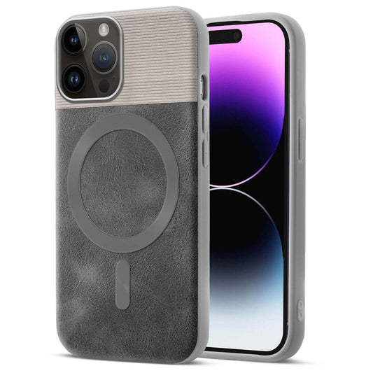 Smooth PU Leather MagSafe Back Cover for Apple iPhone 14 Pro Max