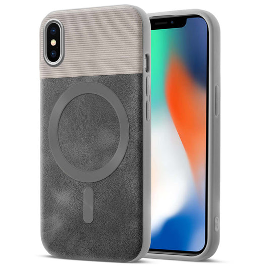 Smooth PU Leather Back Cover for Apple iPhone X , MagSafe Support & Soft Fabric Inside