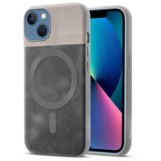 Smooth PU Leather Back Cover for Apple iPhone 13 , MagSafe Support & Soft Fabric Inside