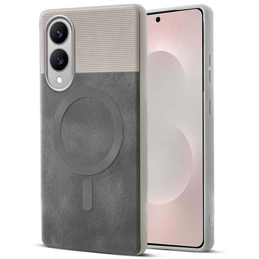 Smooth PU Leather Back Cover for Samsung S25 Edge 5G , MagSafe Support & Soft Fabric Inside