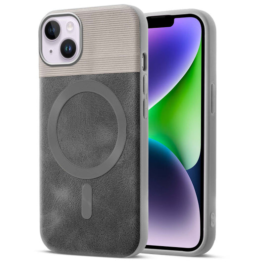 Smooth PU Leather MagSafe Back Cover for Apple iPhone 14 Plus