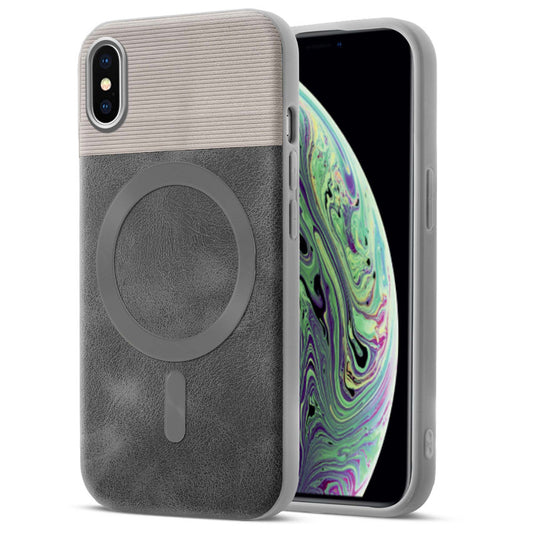 Smooth PU Leather Back Cover for Apple iPhone XS , MagSafe Support & Soft Fabric Inside