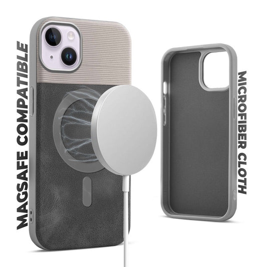 Smooth PU Leather MagSafe Back Cover for Apple iPhone 14 Plus