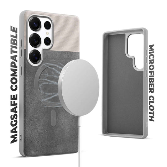 Smooth PU Leather Back Cover for Samsung S25 Ultra 5G , MagSafe Support & Soft Fabric Inside