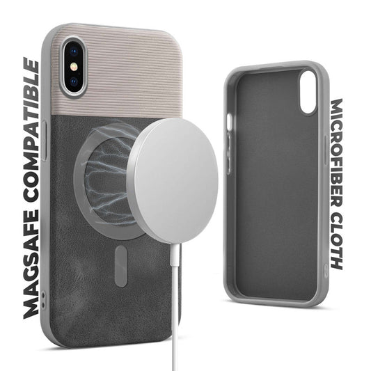 Smooth PU Leather Back Cover for Apple iPhone XS , MagSafe Support & Soft Fabric Inside