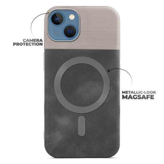 Smooth PU Leather Back Cover for Apple iPhone 13 , MagSafe Support & Soft Fabric Inside