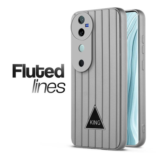 Glossy Matte Line Texture Back Cover for Vivo V40 5G