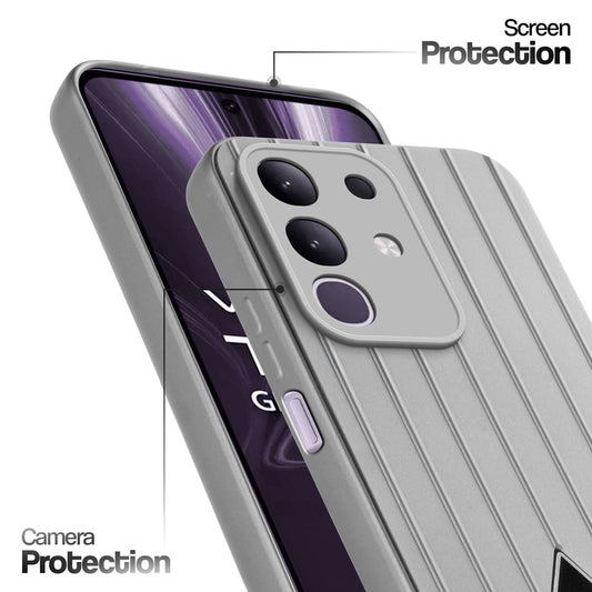 Glossy Matte Line Texture Back Cover for Vivo T4x 5G