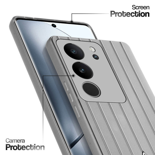 Glossy Matte Line Texture Back Cover for Vivo V29 5G