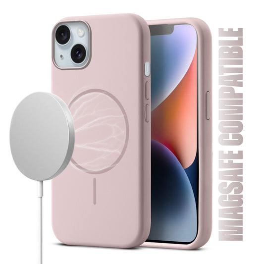 Liquid Silicon With Microfiber Lining Back Case For Apple iPhone 14 (MagSafe Compatible)