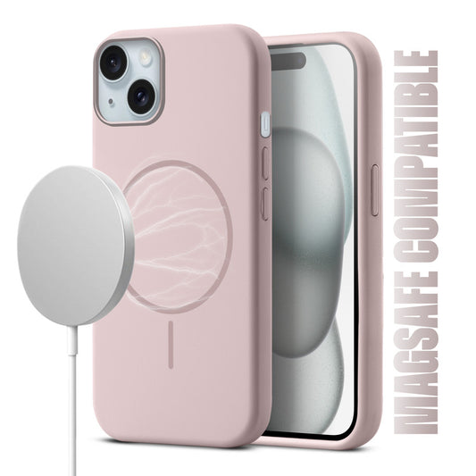 Liquid Silicon With Microfiber Lining Back Case For Apple iPhone 15 (MagSafe Compatible)