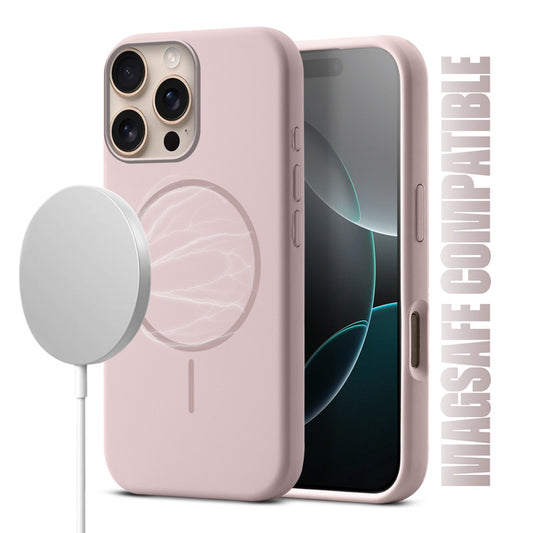 Liquid Silicon With Microfiber Lining Back Case For Apple iPhone 16 Pro Max (MagSafe Compatible)