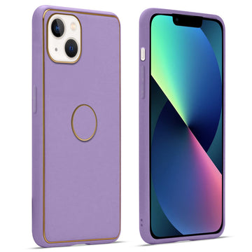 Premium Leather Texture Case with Gold Electroplated Border for Apple iPhone 13