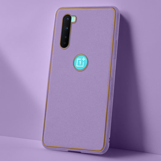 Electroplated Frame Leather Back Cover for OnePlus Nord 5G