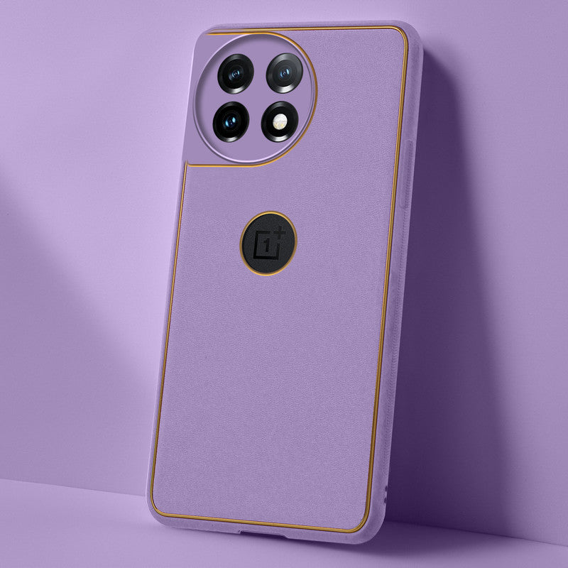 Electroplated Frame Leather Back Cover for OnePlus 11 5G