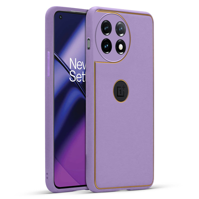 Electroplated Frame Leather Back Cover for OnePlus 11 5G