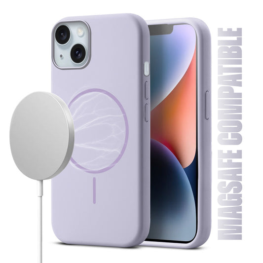 Liquid Silicon With Microfiber Lining Back Case For Apple iPhone 14 (MagSafe Compatible)