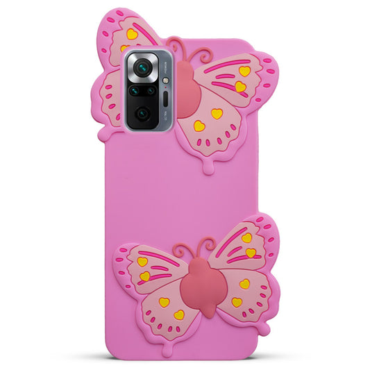 3D Vibrant Butterfly Silicone Phone Case For Redmi Note 10 Pro