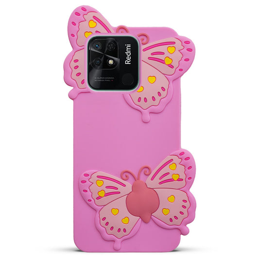 3D Vibrant Butterfly Silicone Phone Case For Redmi 10C