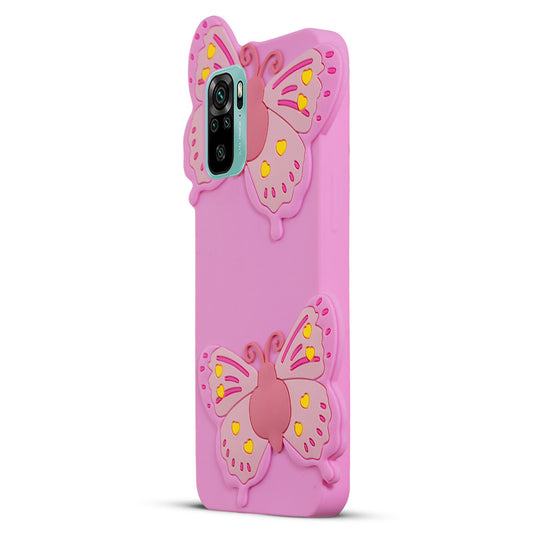 3D Vibrant Butterfly Silicone Phone Case For Redmi Note 10