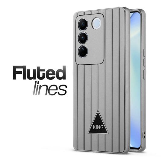 Glossy Matte Line Texture Back Cover for Vivo V27 5G