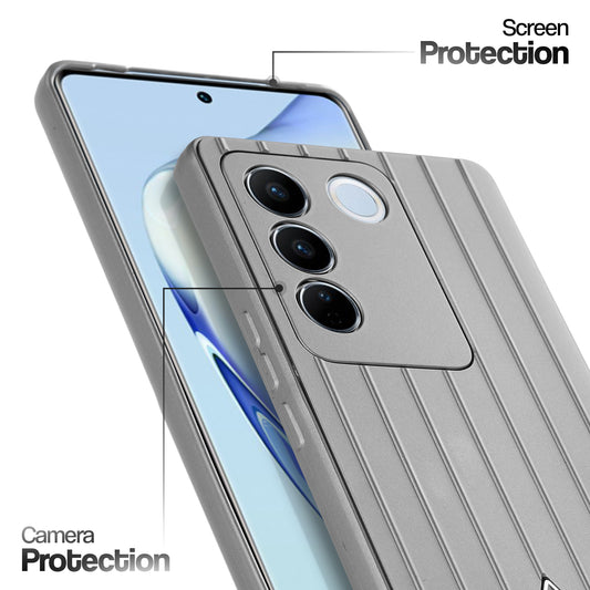 Glossy Matte Line Texture Back Cover for Vivo V27 5G