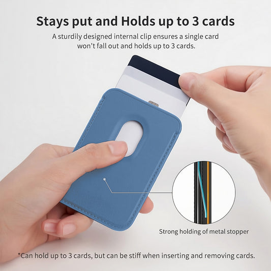 Magnetic Card Leather Wallet Holder Designed for Wireless Charging Support Compatible with Back Case
