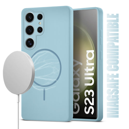 Liquid Silicon With Microfiber Lining Back Case For Samsung S23 Ultra 5G (MagSafe Compatible)