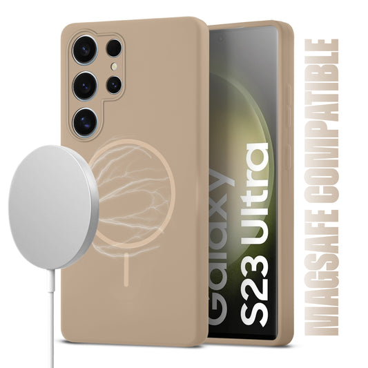 Liquid Silicon With Microfiber Lining Back Case For Samsung S23 Ultra 5G (MagSafe Compatible)