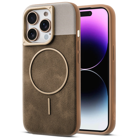 Luxury PU Leather Hard Back Case for Apple iPhone 14 Pro Max, With Micro-Fiber Cloth inside, MagSafe Compatible