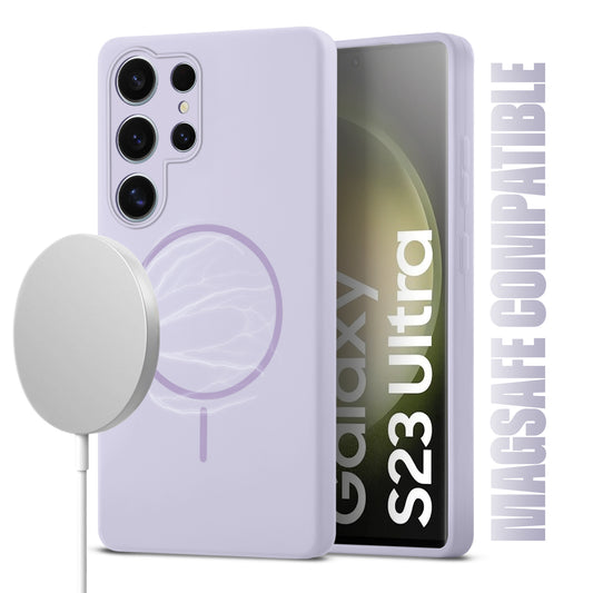 Liquid Silicon With Microfiber Lining Back Case For Samsung S23 Ultra 5G (MagSafe Compatible)