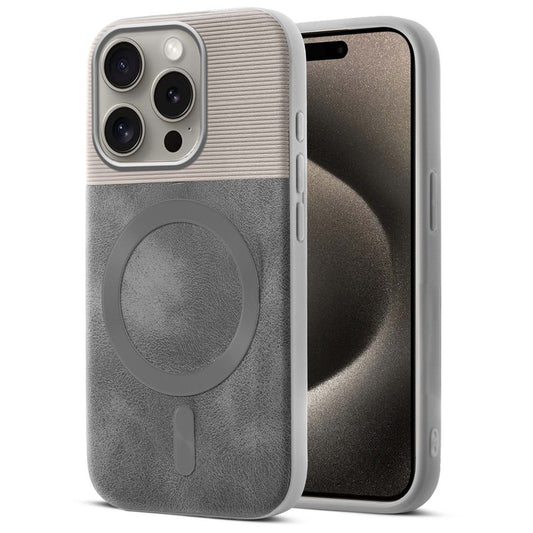 Smooth PU Leather MagSafe Back Cover for Apple iPhone 15 Pro Max