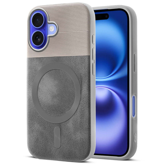 Smooth PU Leather Back Cover for Apple iPhone 16 , MagSafe Support & Soft Fabric Inside