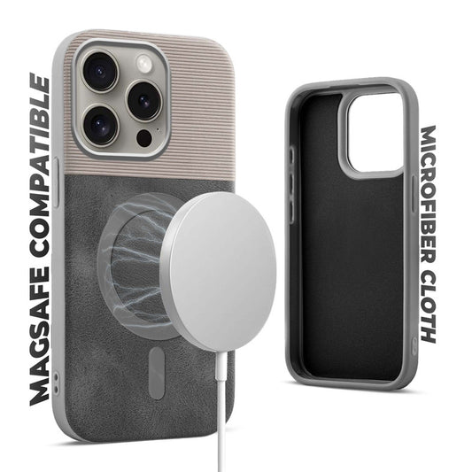 Smooth PU Leather MagSafe Back Cover for Apple iPhone 15 Pro Max