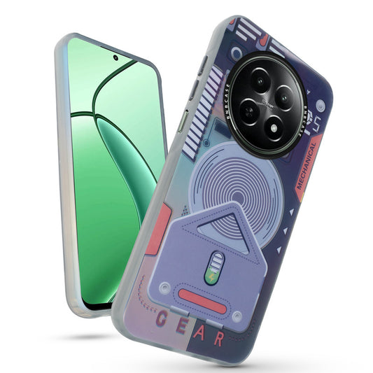 Futuristic Rainbow Effect Circuit Print Hard Back Cover For Realme 12X 5G