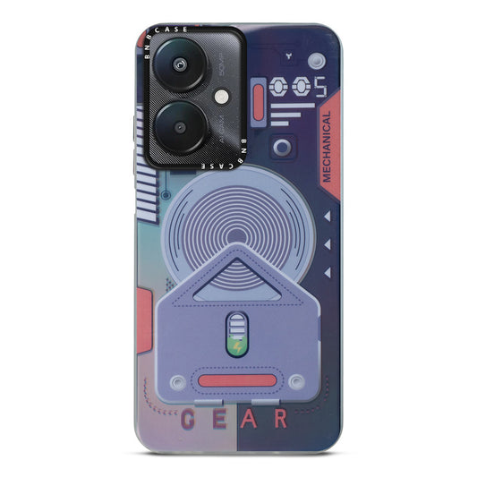 Futuristic Rainbow Effect Circuit Print Hard Back Cover For Redmi 13C 5G