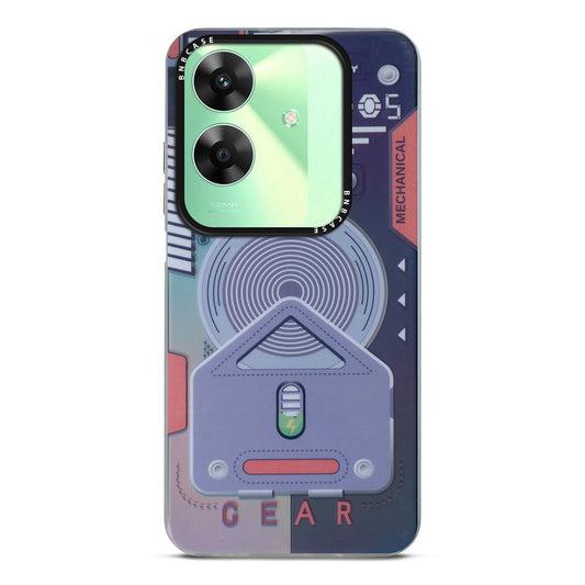 Futuristic Rainbow Effect Circuit Print Hard Back Cover For Realme C61