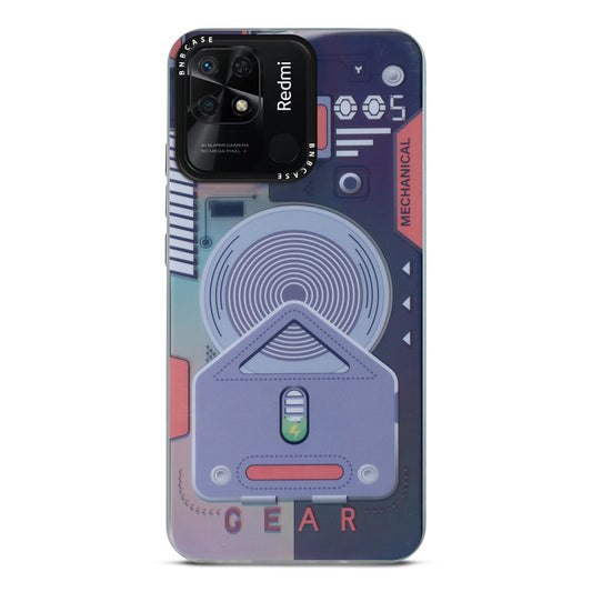 Futuristic Rainbow Effect Circuit Print Hard Back Cover For Redmi 10C
