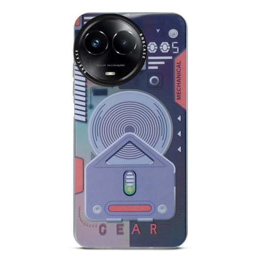 Futuristic Rainbow Effect Circuit Print Hard Back Cover For Realme C67 5G