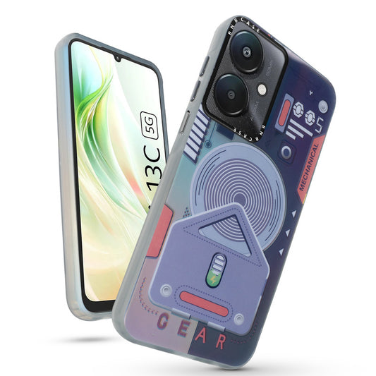 Futuristic Rainbow Effect Circuit Print Hard Back Cover For Redmi 13C 5G