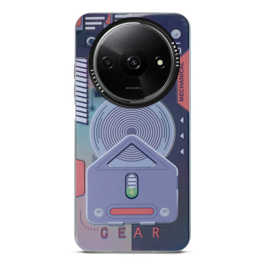 Futuristic Rainbow Effect Circuit Print Hard Back Cover For Redmi A3 2024