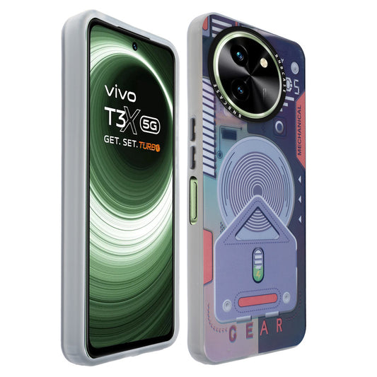 Colorful Reflective Circuit Prints Hard Back Protector Case For Vivo T3x 5G