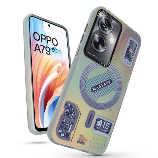Futuristic Rainbow Effect Circuit Print Hard Back Cover For Oppo A79 5G