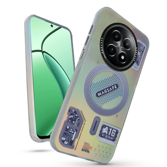 Futuristic Rainbow Effect Circuit Print Hard Back Cover For Realme 12X 5G