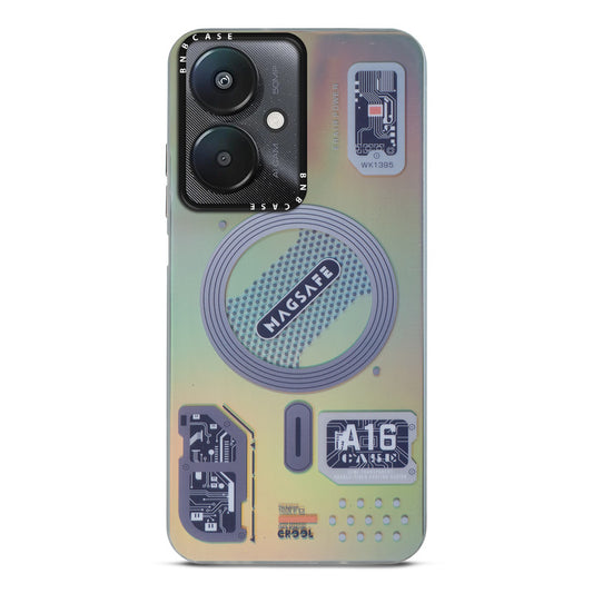 Futuristic Rainbow Effect Circuit Print Hard Back Cover For Redmi 13C 5G