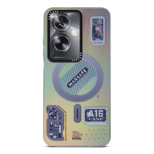 Futuristic Rainbow Effect Circuit Print Hard Back Cover For Oppo A79 5G