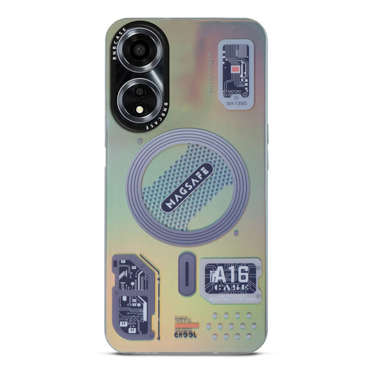 Futuristic Rainbow Effect Circuit Print Hard Back Cover For Oppo A78 5G