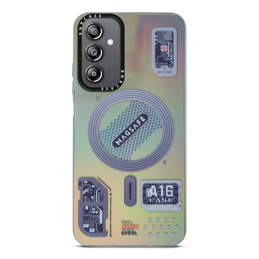 Futuristic Rainbow Effect Circuit Print Hard Back Cover For Samsung A14 4G