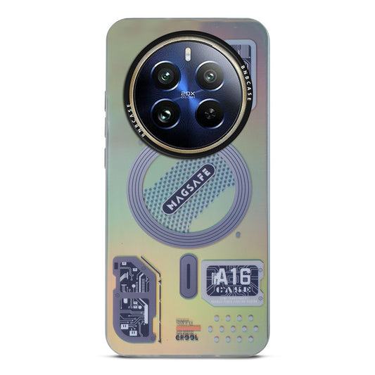 Futuristic Rainbow Effect Circuit Print Hard Back Cover For Realme 12 Pro 5G